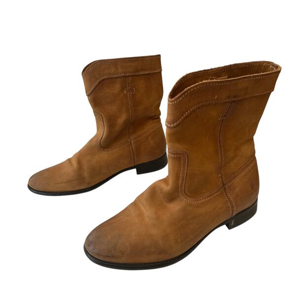 Frye Boots Cara Tan Brown Leather Ankle Boot Western Women's Size 7.5 8 - Picture 3 of 12
